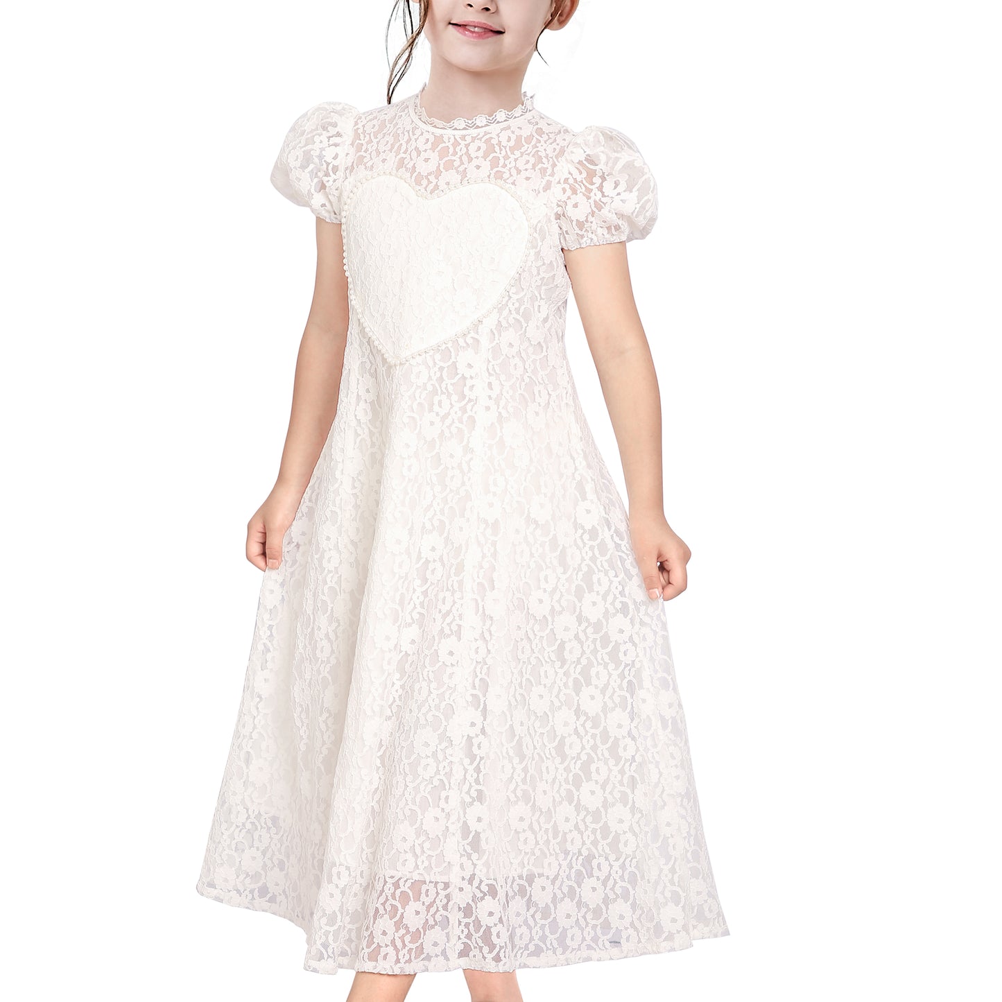 Girls Dress Lace Floral Hi-low Off Shoulder Pageant Bridesmaid Size 4-12 Years