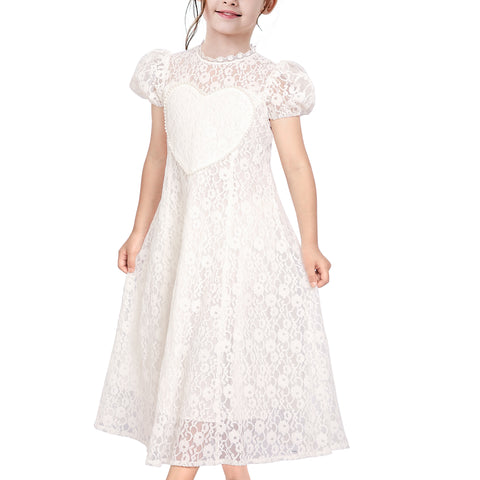 Girls Dress Lace Floral Hi-low Off Shoulder Pageant Bridesmaid Size 4-12 Years