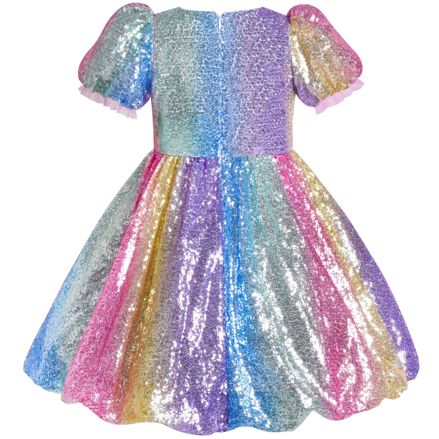Girls Dress Shiny Glitter Sequin Color Block Sleeveless Size 4-10 Years