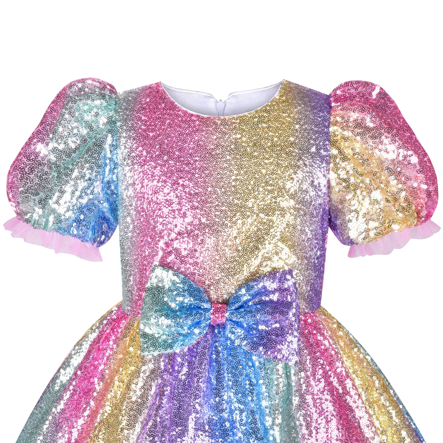 Girls Dress Shiny Glitter Sequin Color Block Sleeveless Size 4-10 Years