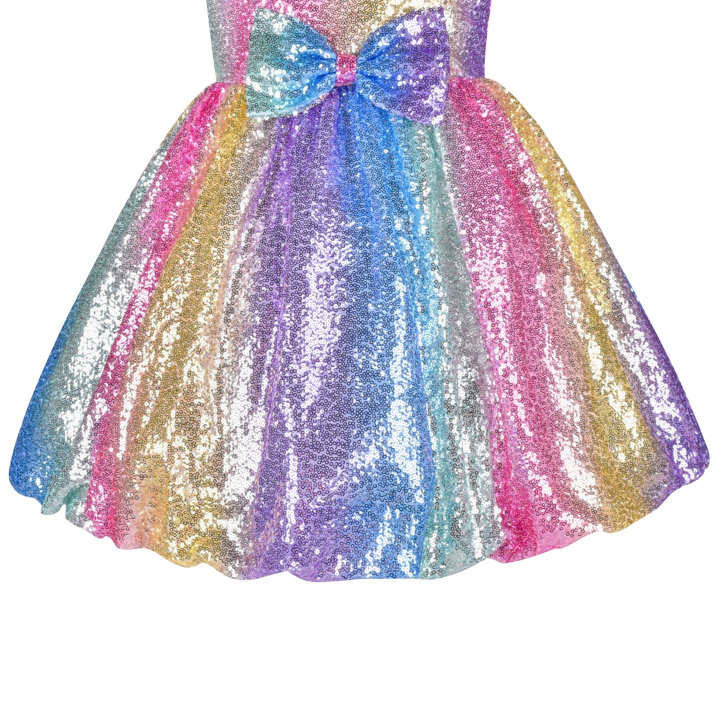 Girls Dress Shiny Glitter Sequin Color Block Sleeveless Size 4-10 Years