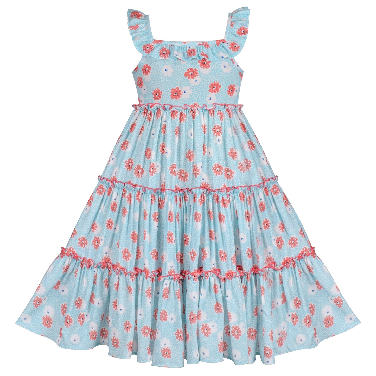 Girls Dress Rainbow Smocked Halter Size 2-10 Years