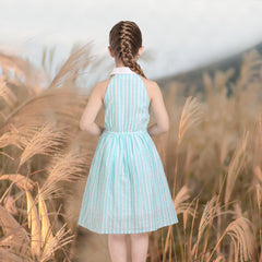 Girls Dress Turn-Down Collar Checkered Summer School Size 5-14 Years