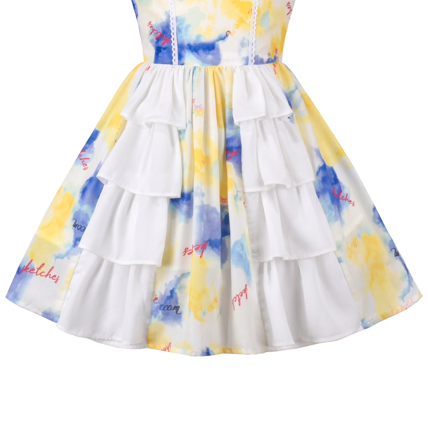 Girls Dress Polka Dot Overlap Design With Trim Size 3-14 Years