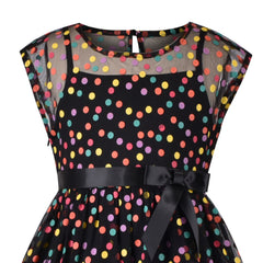 Girls Dress Dot Star Lace Dress Size 6-12 Years
