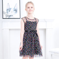 Girls Dress Dot Star Lace Dress Size 6-12 Years
