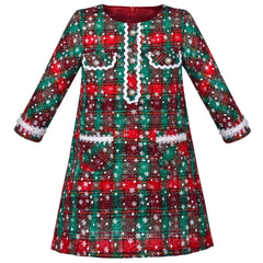 Girls Dress Long Sleeve Daisy Flower Striped Casual Cotton Size 3-12 Years