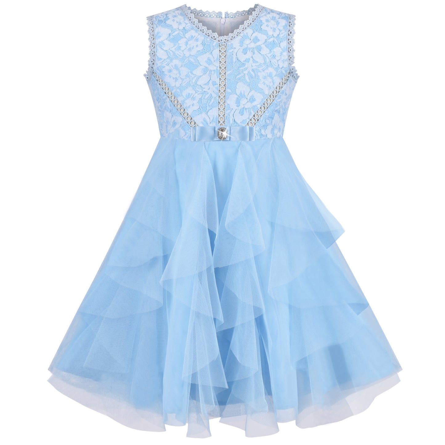 Flower Girls Dress Tiered Skirt Bridesmaid Wedding Size 4-12 Years