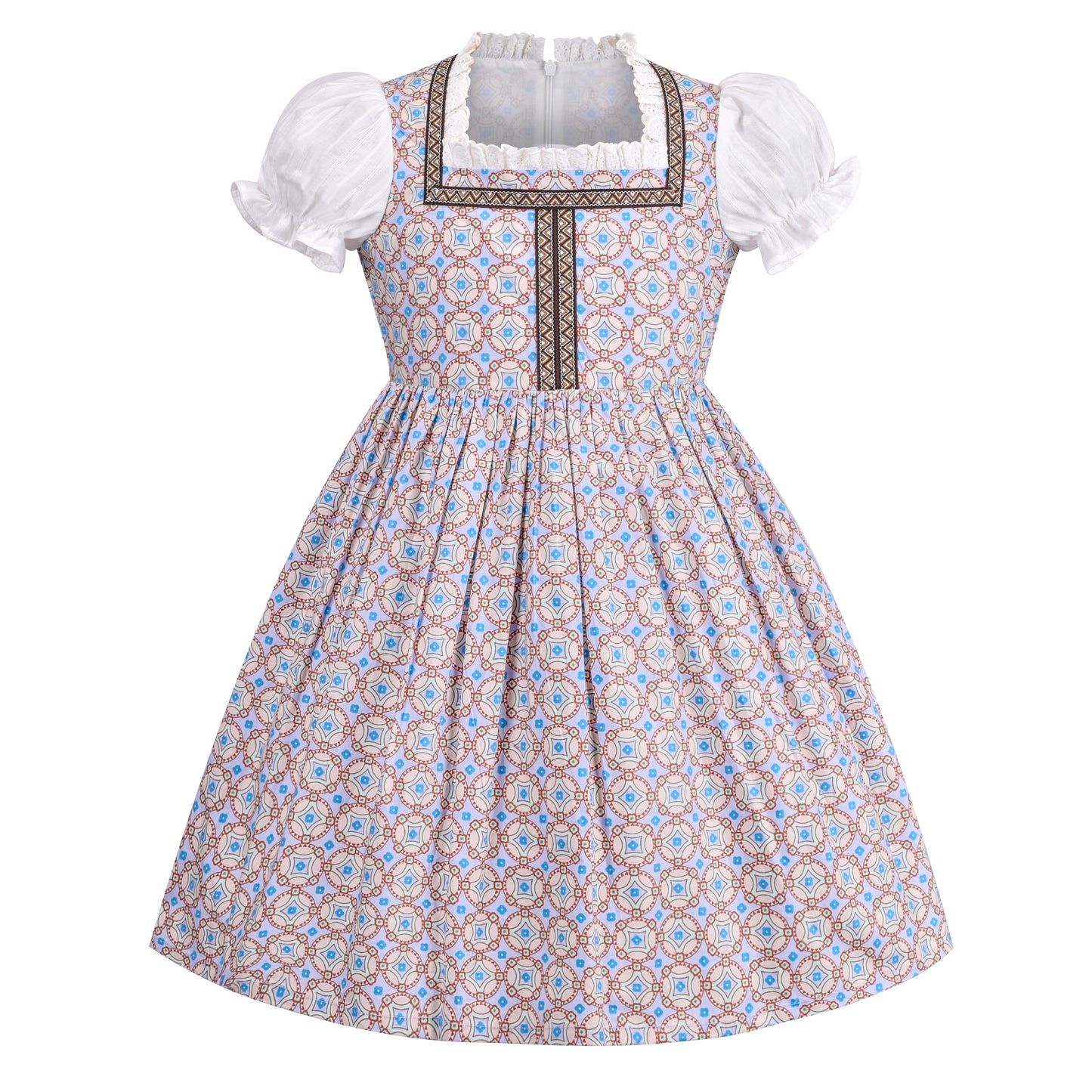 Sunny Fashion Bavarian Oktoberfest Vintage Floral Dirndl Girls Dress with Apron – Bavarian Oktoberfest Style