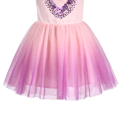 Girls Dress Short Sleeve Rainbow Tulle Skirt Birthday Party Size 4-10 Years