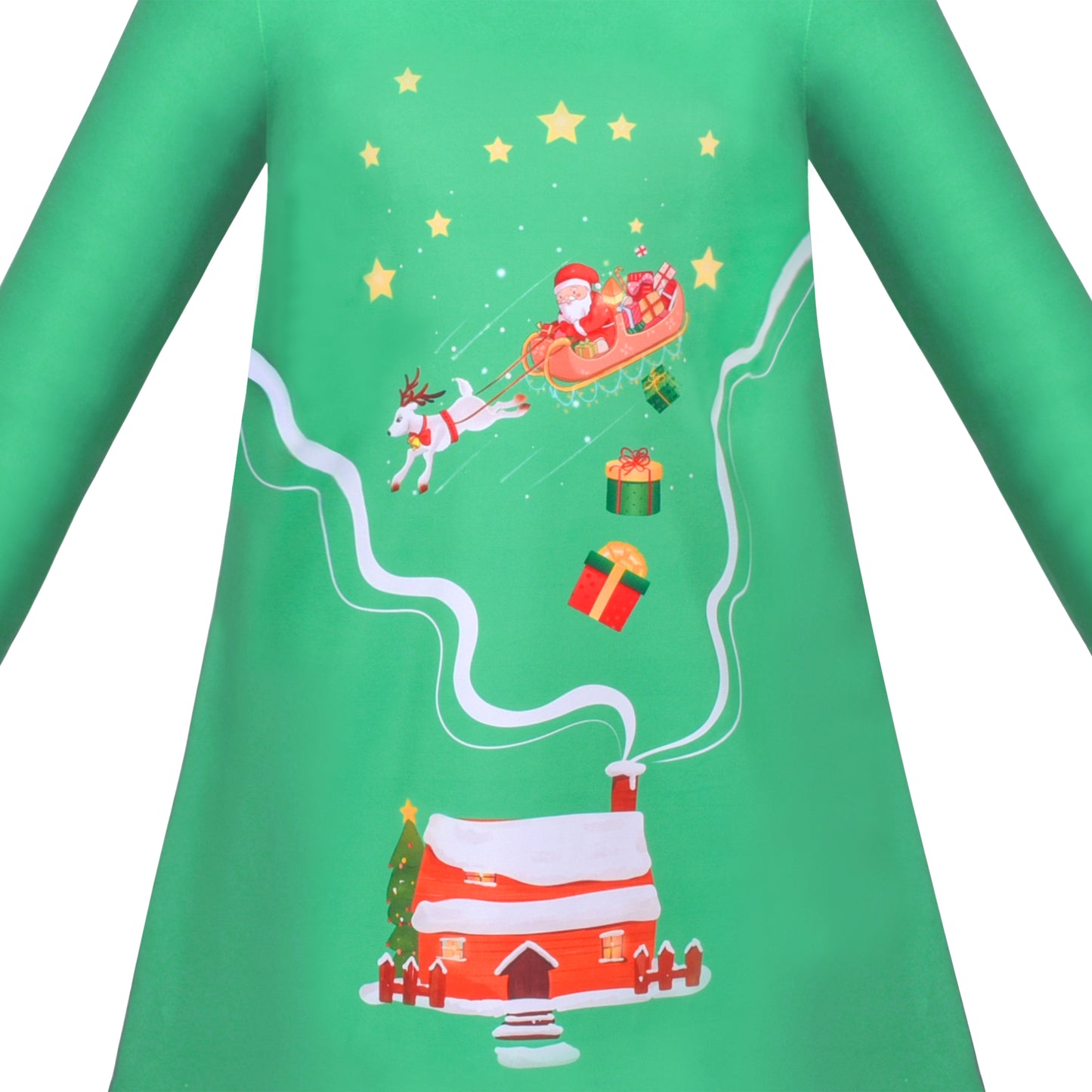 Girls Dress Colorful Daisy Flower Rainbow Long Sleeve Cotton Size 3-12 Years