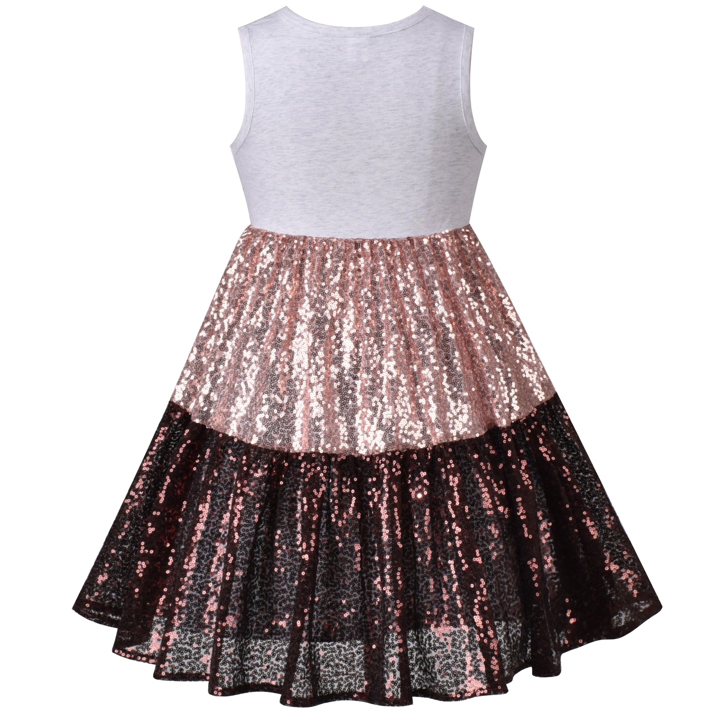 Girls Dress Shiny Glitter Sequin Color Block Sleeveless Size 4-10 Years
