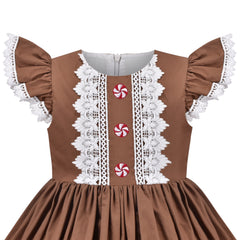 Girls Dress Polka Dot Overlap Design With Trim Size 3-14 Years