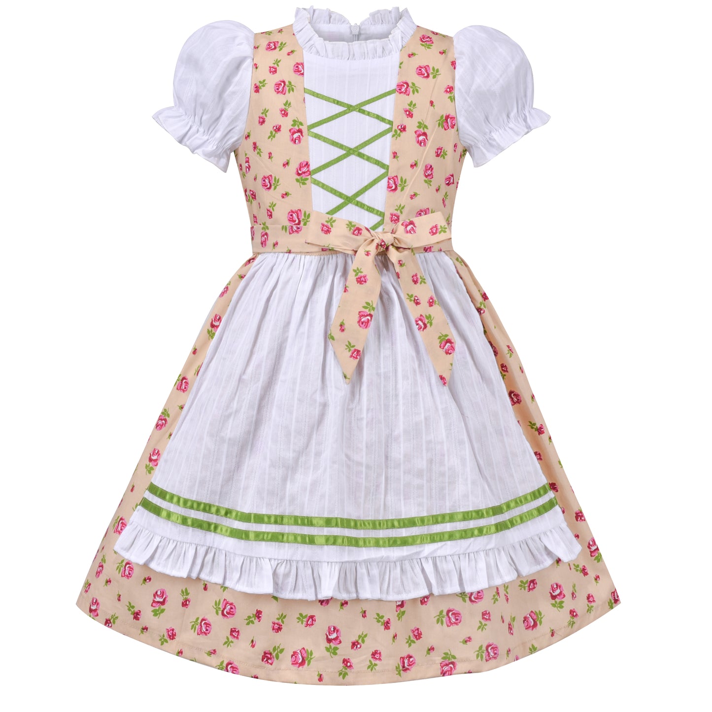 Sunny Fashion Bavarian Oktoberfest Vintage Floral Dirndl Girls Dress with Apron – Bavarian Oktoberfest Style