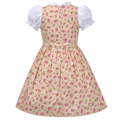 Sunny Fashion Bavarian Oktoberfest Vintage Floral Dirndl Girls Dress with Apron – Bavarian Oktoberfest Style