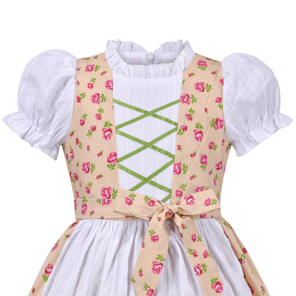 Sunny Fashion Bavarian Oktoberfest Vintage Floral Dirndl Girls Dress with Apron – Bavarian Oktoberfest Style