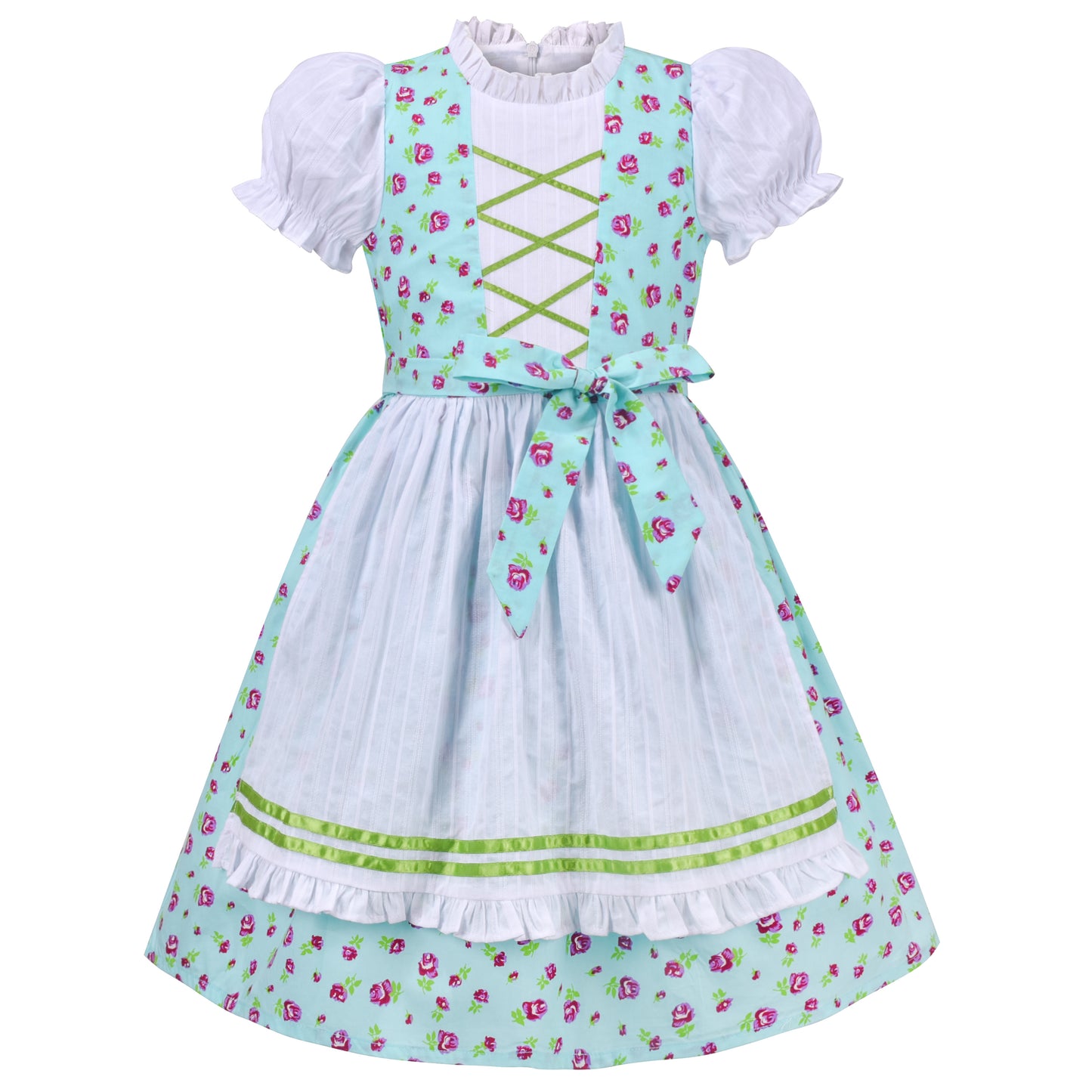 Sunny Fashion Bavarian Oktoberfest Vintage Floral Dirndl Girls Dress with Apron – Bavarian Oktoberfest Style