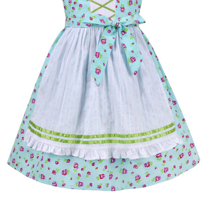 Sunny Fashion Bavarian Oktoberfest Vintage Floral Dirndl Girls Dress with Apron – Bavarian Oktoberfest Style