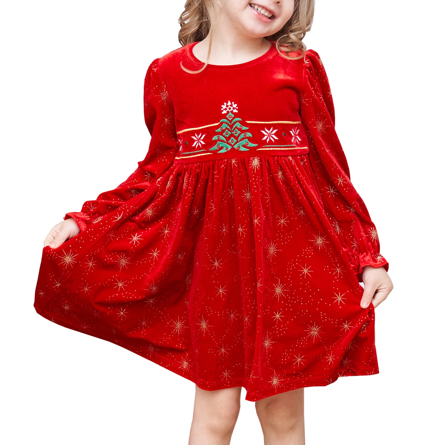 Girls Dress Checkered Lace Ruffle Skirt Long Sleeve Christmas Size 4-12 Years
