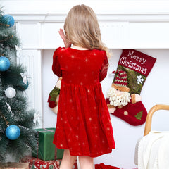 Girls Dress Checkered Lace Ruffle Skirt Long Sleeve Christmas Size 4-12 Years