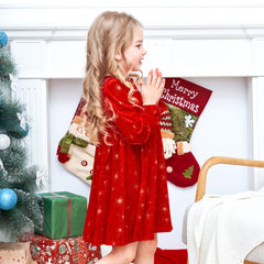 Girls Dress Checkered Lace Ruffle Skirt Long Sleeve Christmas Size 4-12 Years