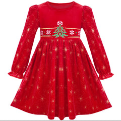 Girls Dress Checkered Lace Ruffle Skirt Long Sleeve Christmas Size 4-12 Years
