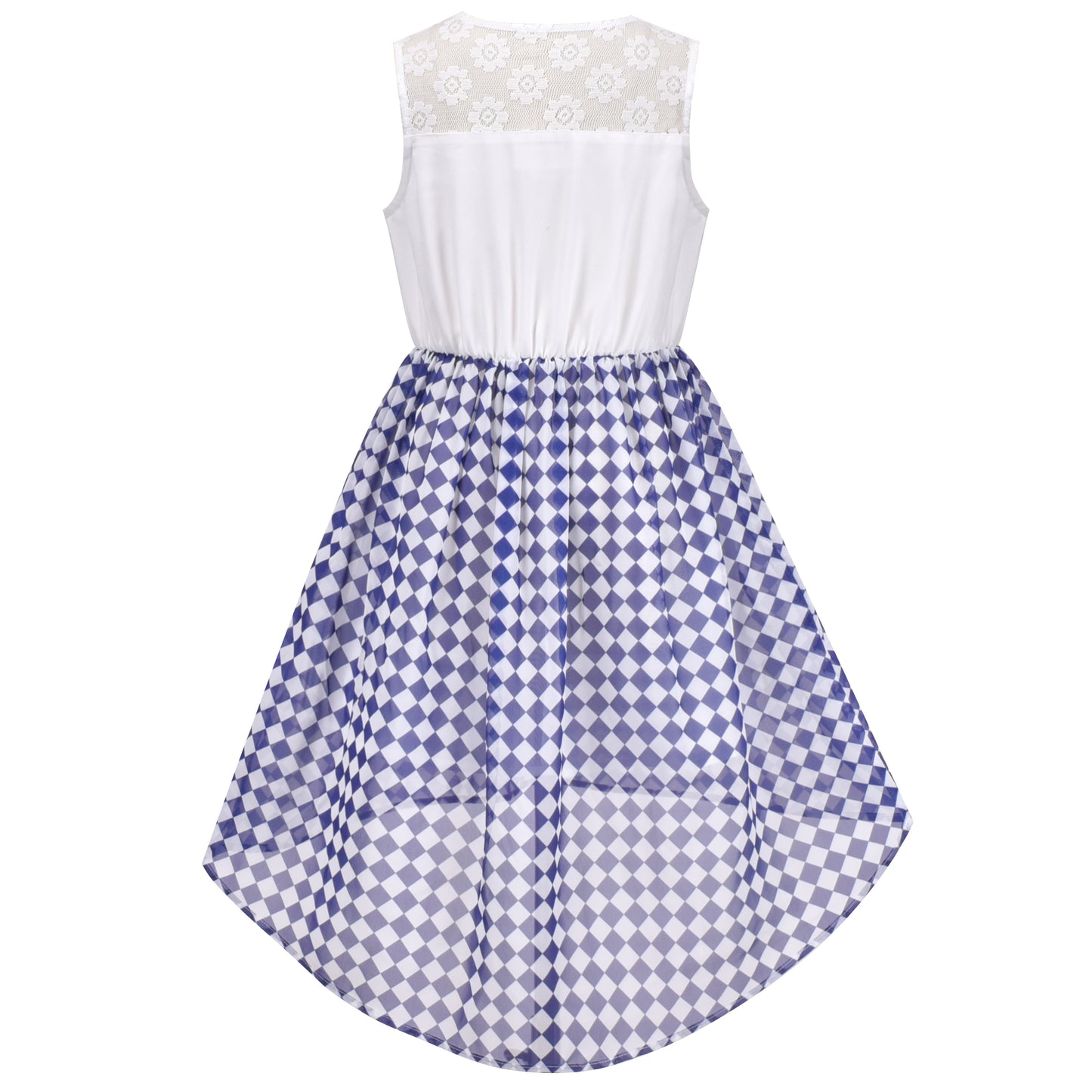 Girls Dress Chiffon Floral High-Low Tie Waist Party Princess Size 7-14 Years