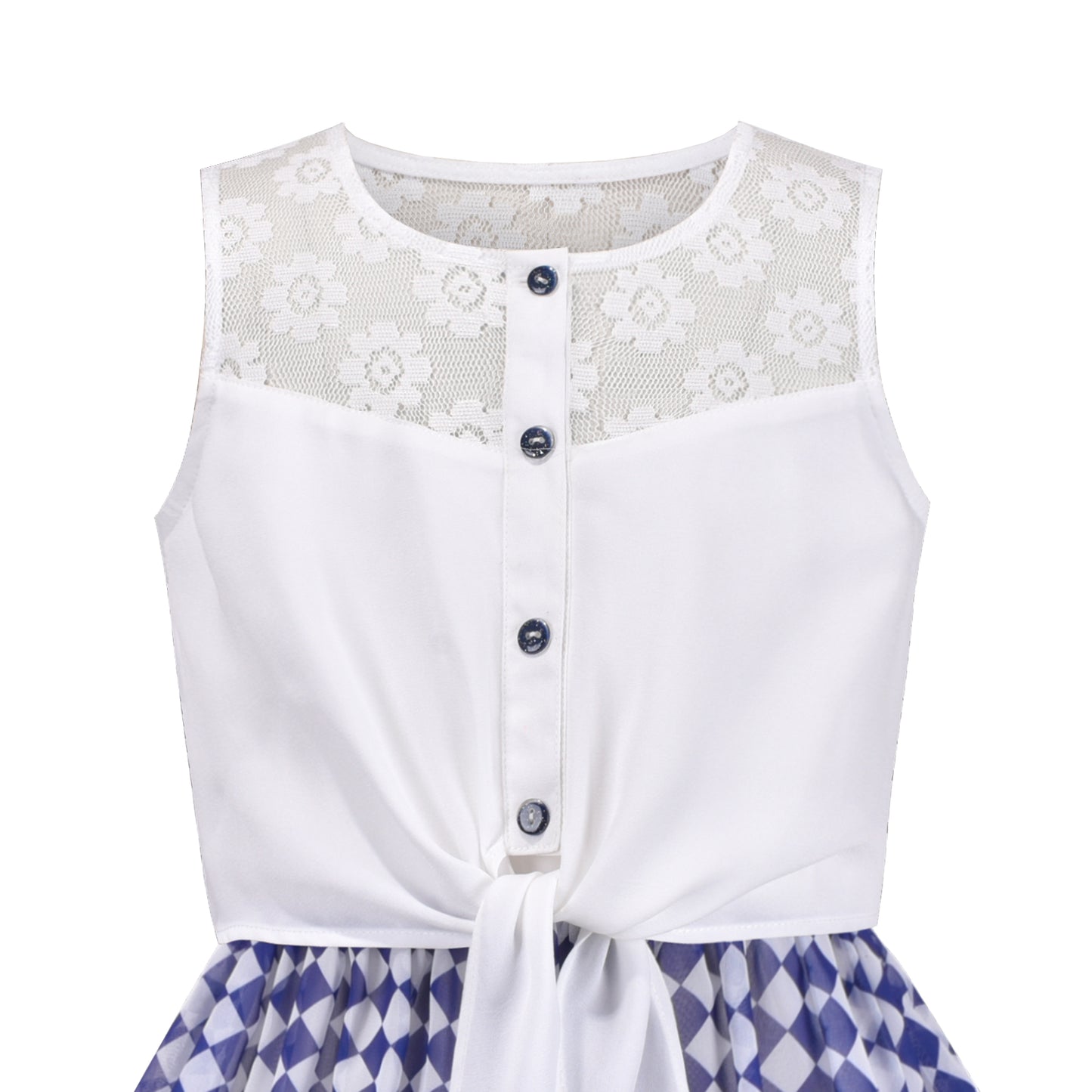 Girls Dress Chiffon Floral High-Low Tie Waist Party Princess Size 7-14 Years