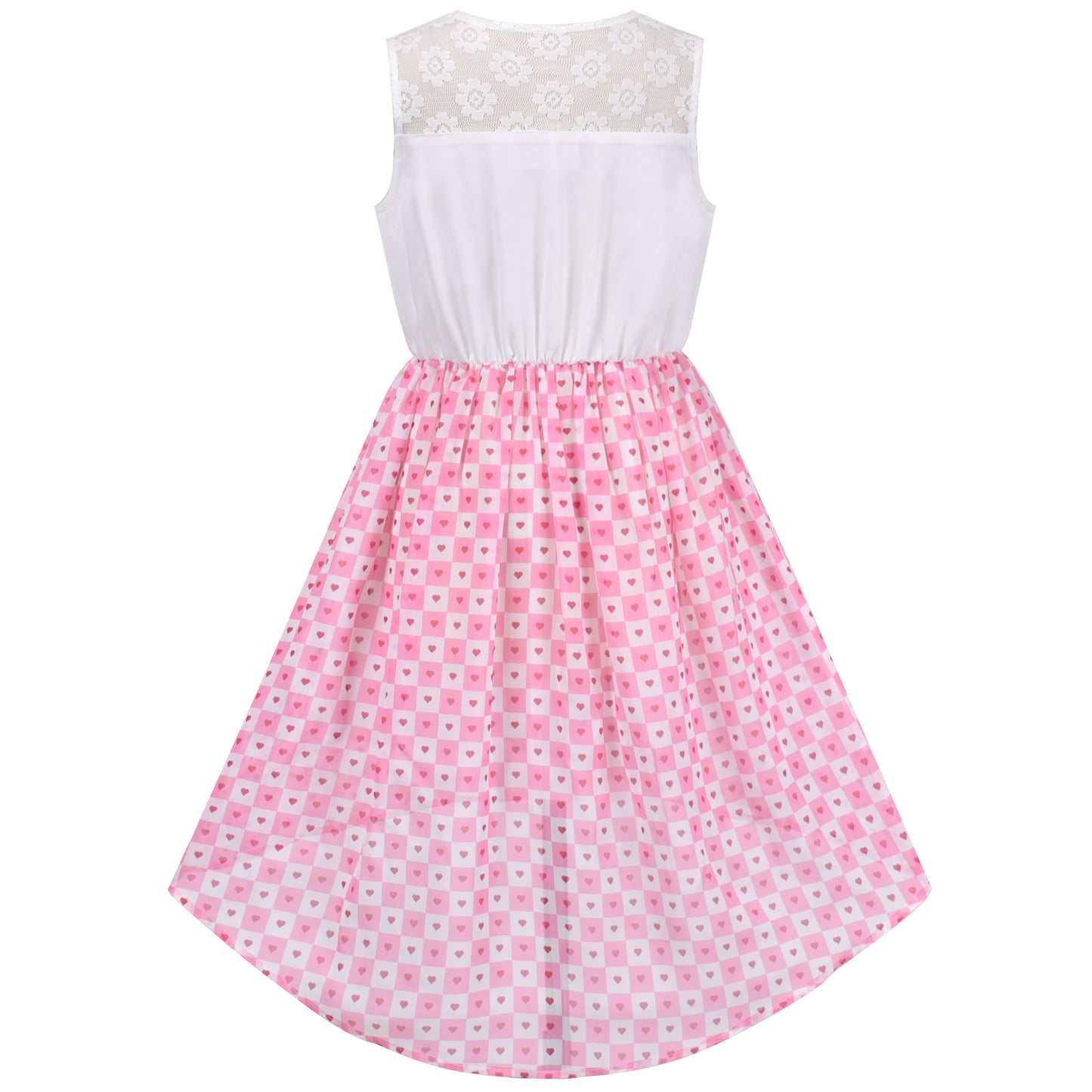 Girls Dress Chiffon Floral High-Low Tie Waist Party Princess Size 7-14 Years