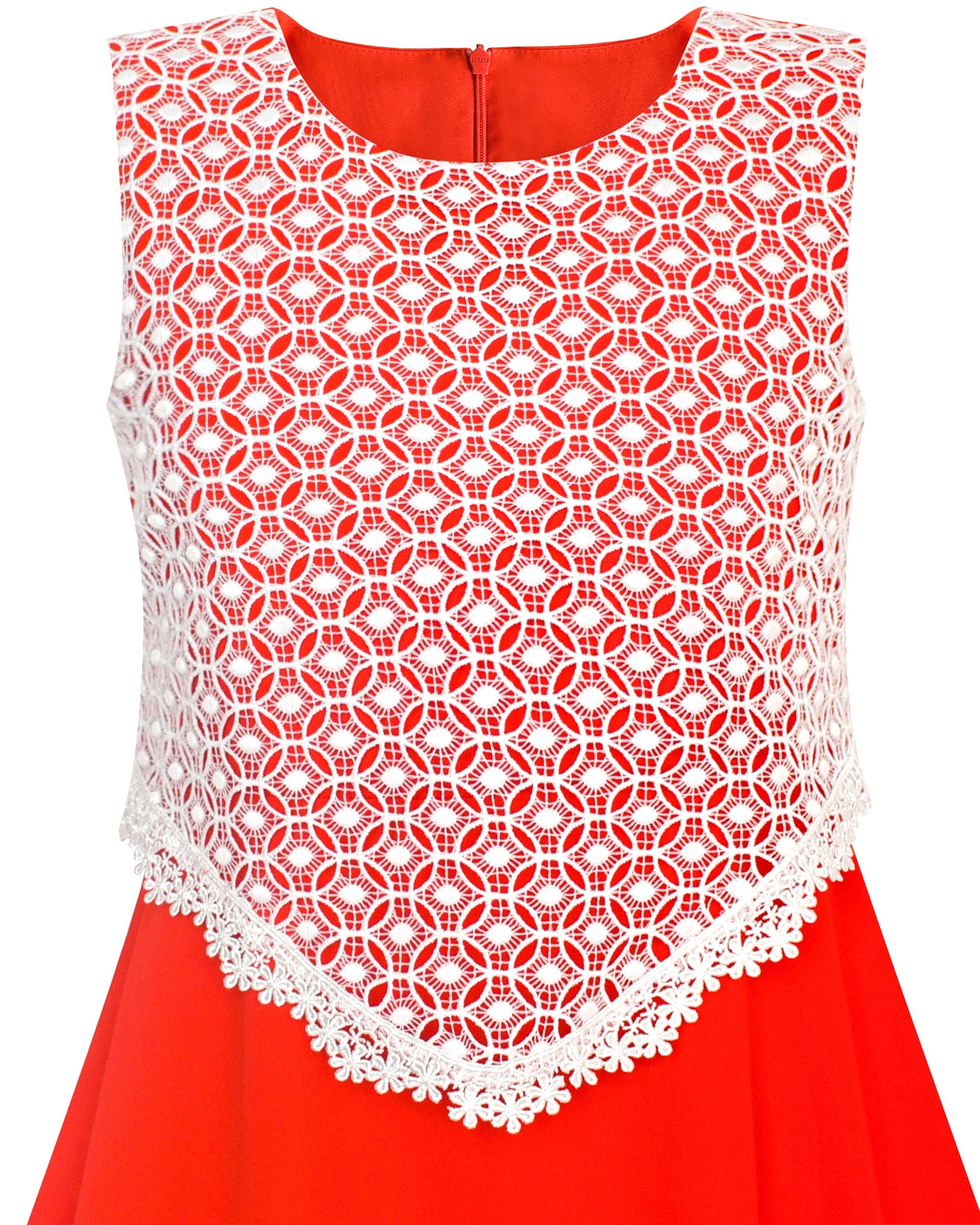 Girls Red Sleeveless Calf Length Lace Chiffon Special Occasion Wedding Party Dress Red