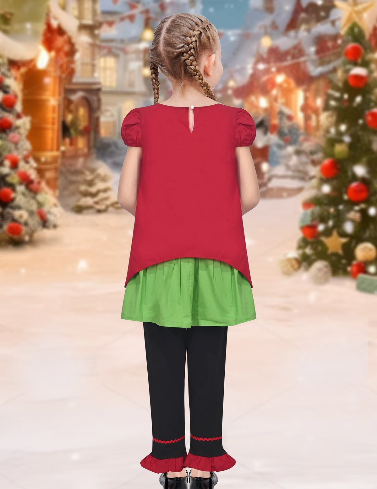 Girls Outfit Set Tee and Pants Zebra Clothing Set Red Christmas Set