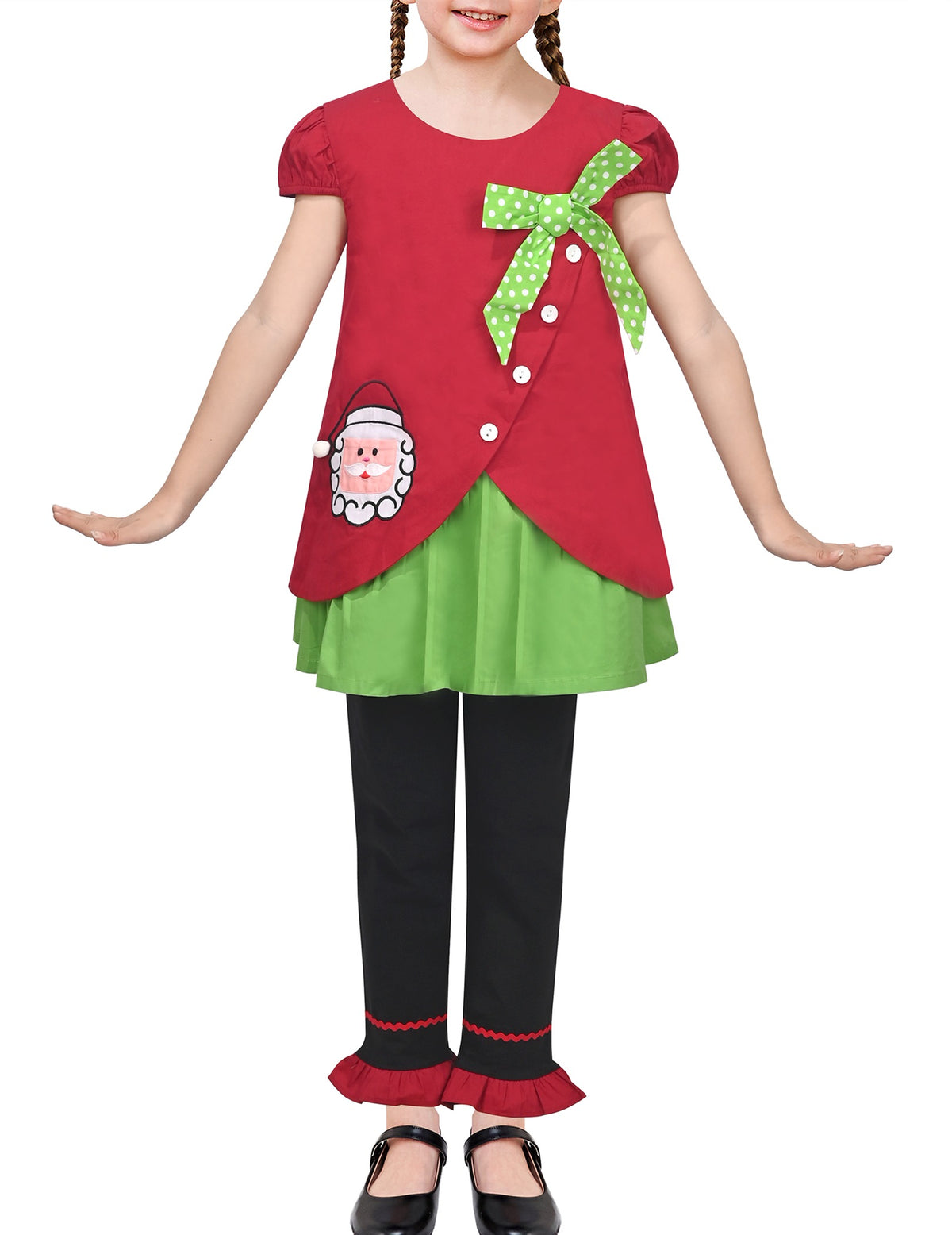 Girls Outfit Set Tee and Pants Zebra Clothing Set Red Christmas Set