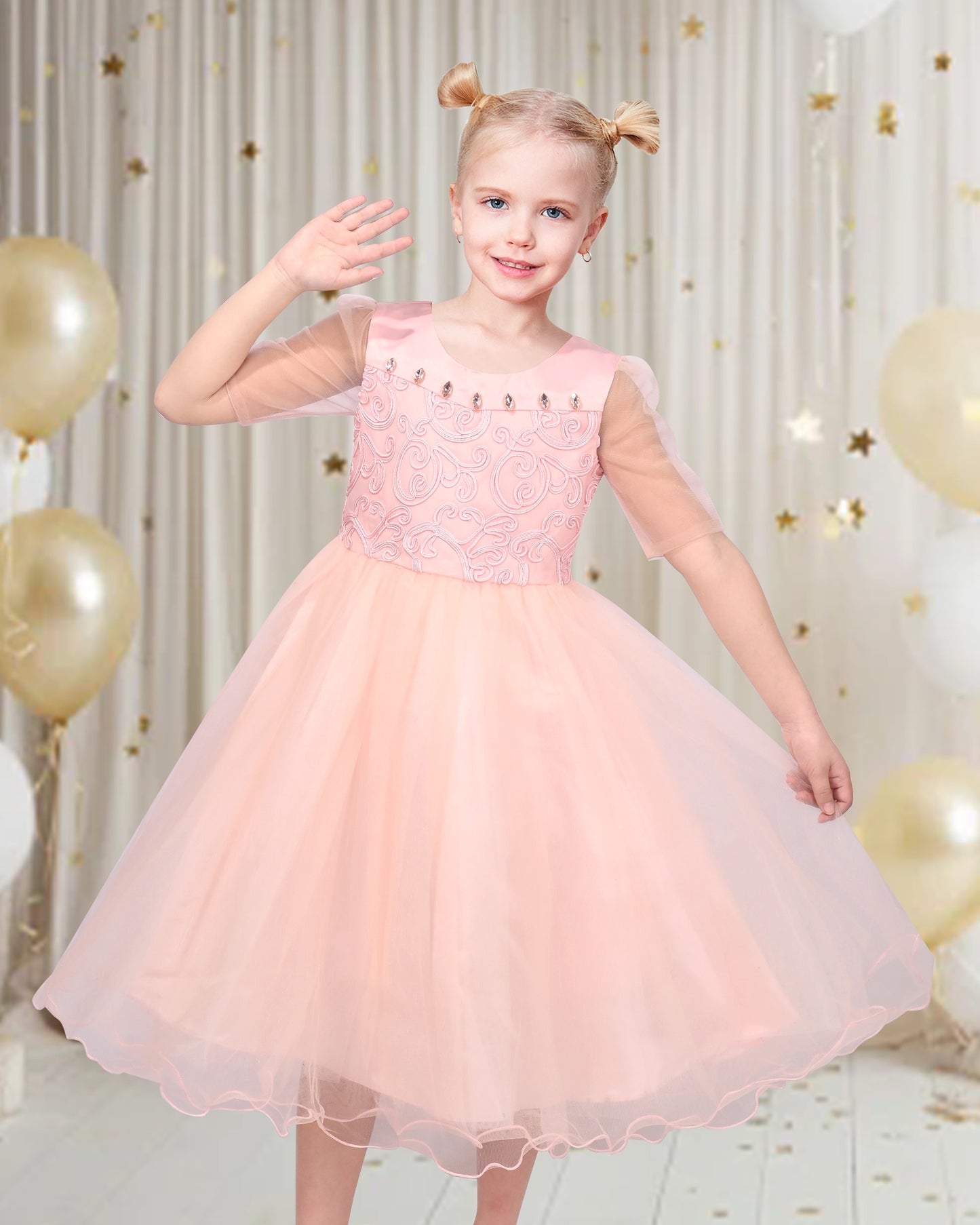 Girls Dress Purple Lace Tulle Princess V Neck Sequin Bell Sleeve Pageant Party Event Pink Diamond