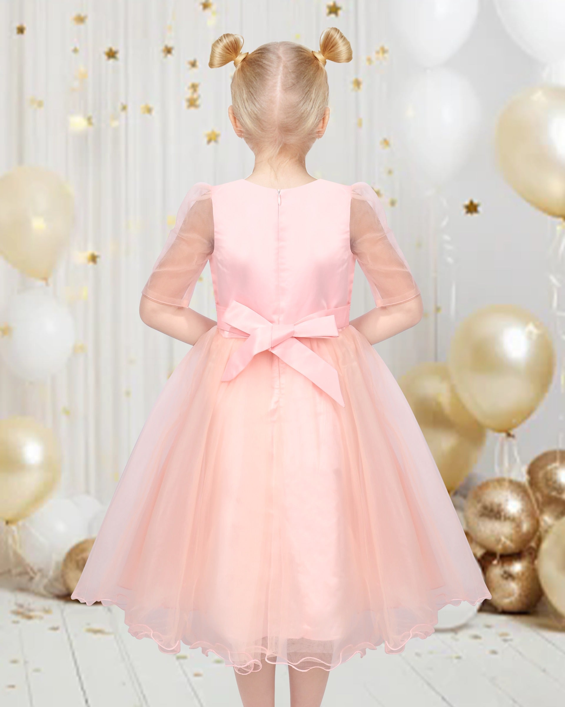 Girls Dress Purple Lace Tulle Princess V Neck Sequin Bell Sleeve Pageant Party Event Pink Diamond