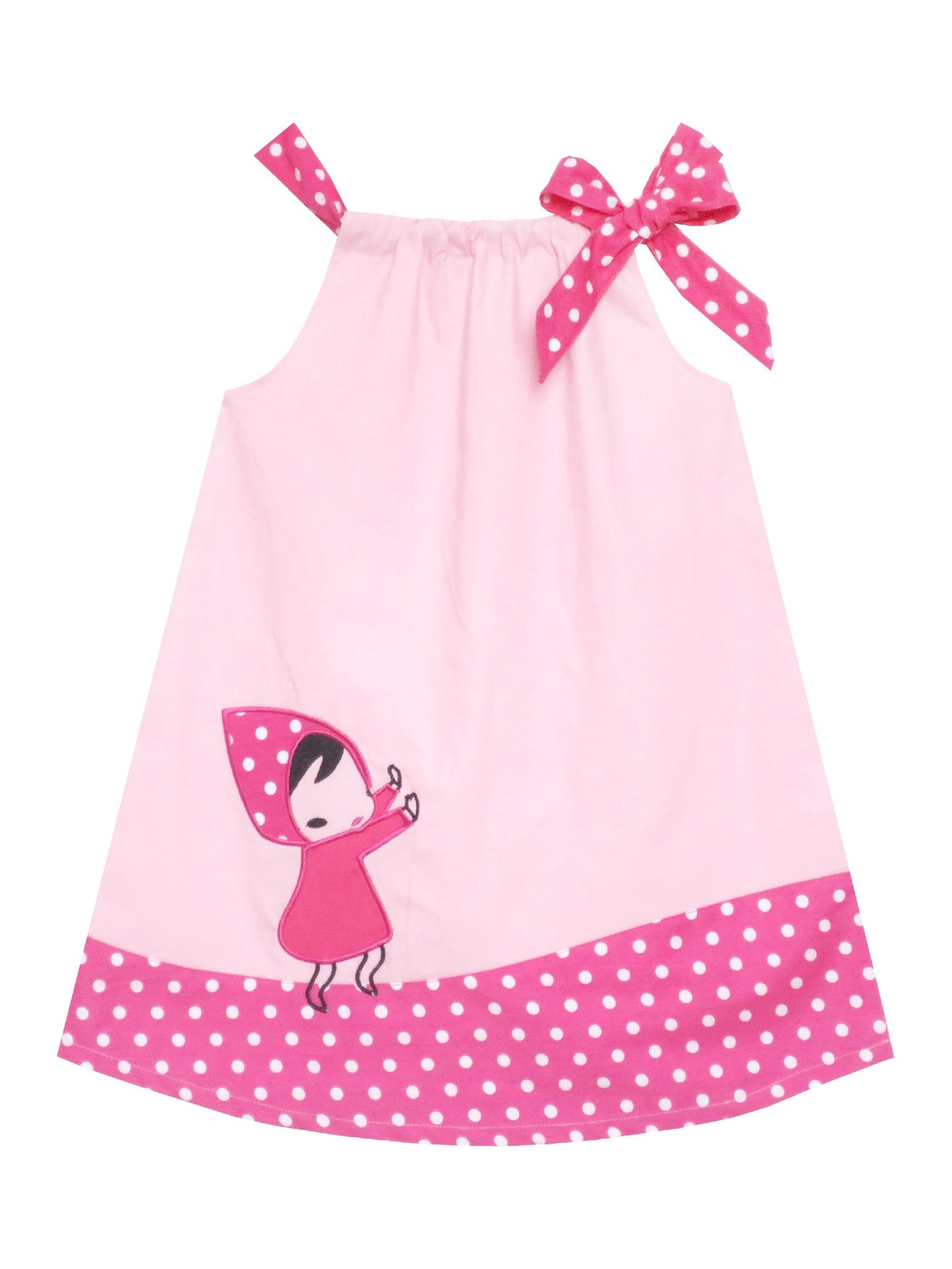 Girls Dress Blue Green Cartoon Green Polka Dot Bow Casual Summer Sundress Sleeveless Pink Polka Dot