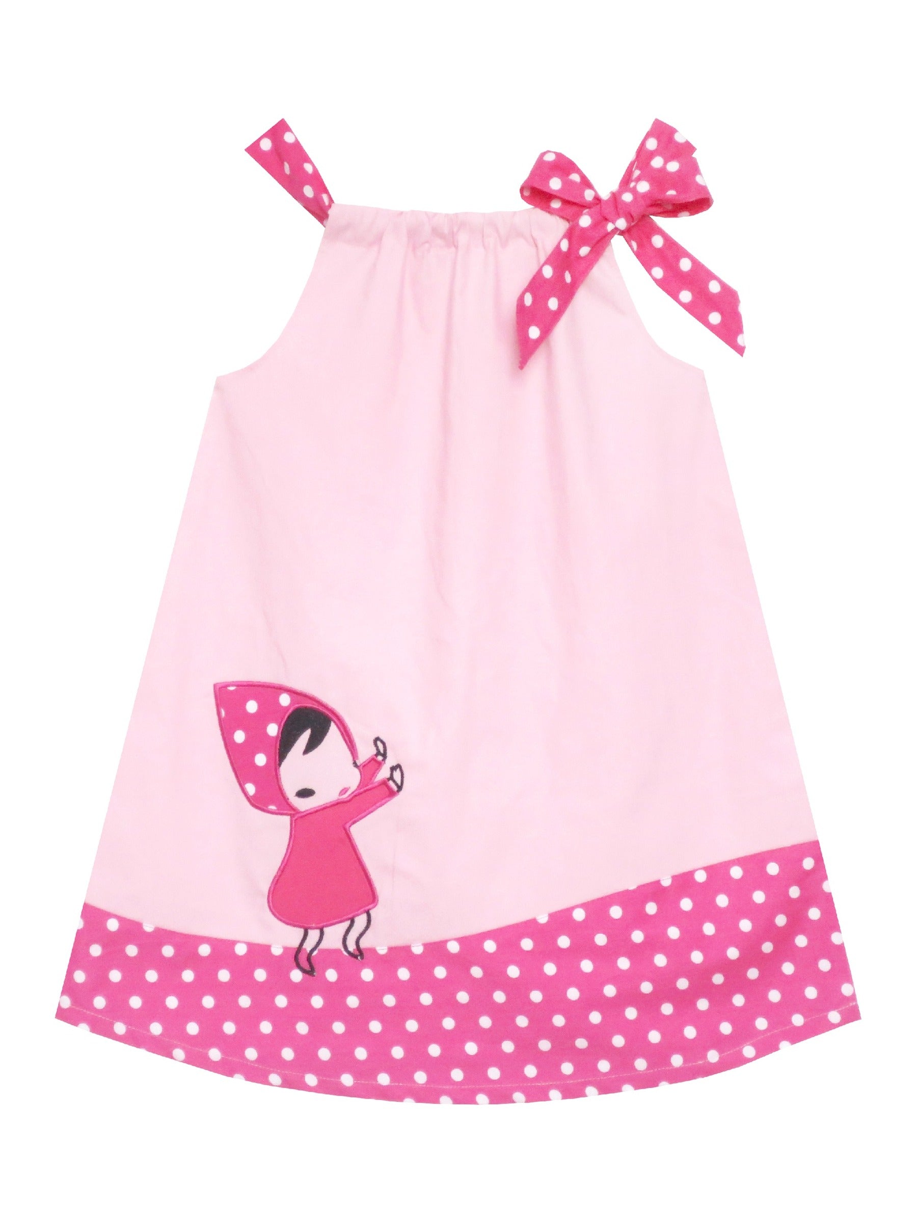 Girls Dress Blue Green Cartoon Green Polka Dot Bow Casual Summer Sundress Sleeveless Pink Polka Dot