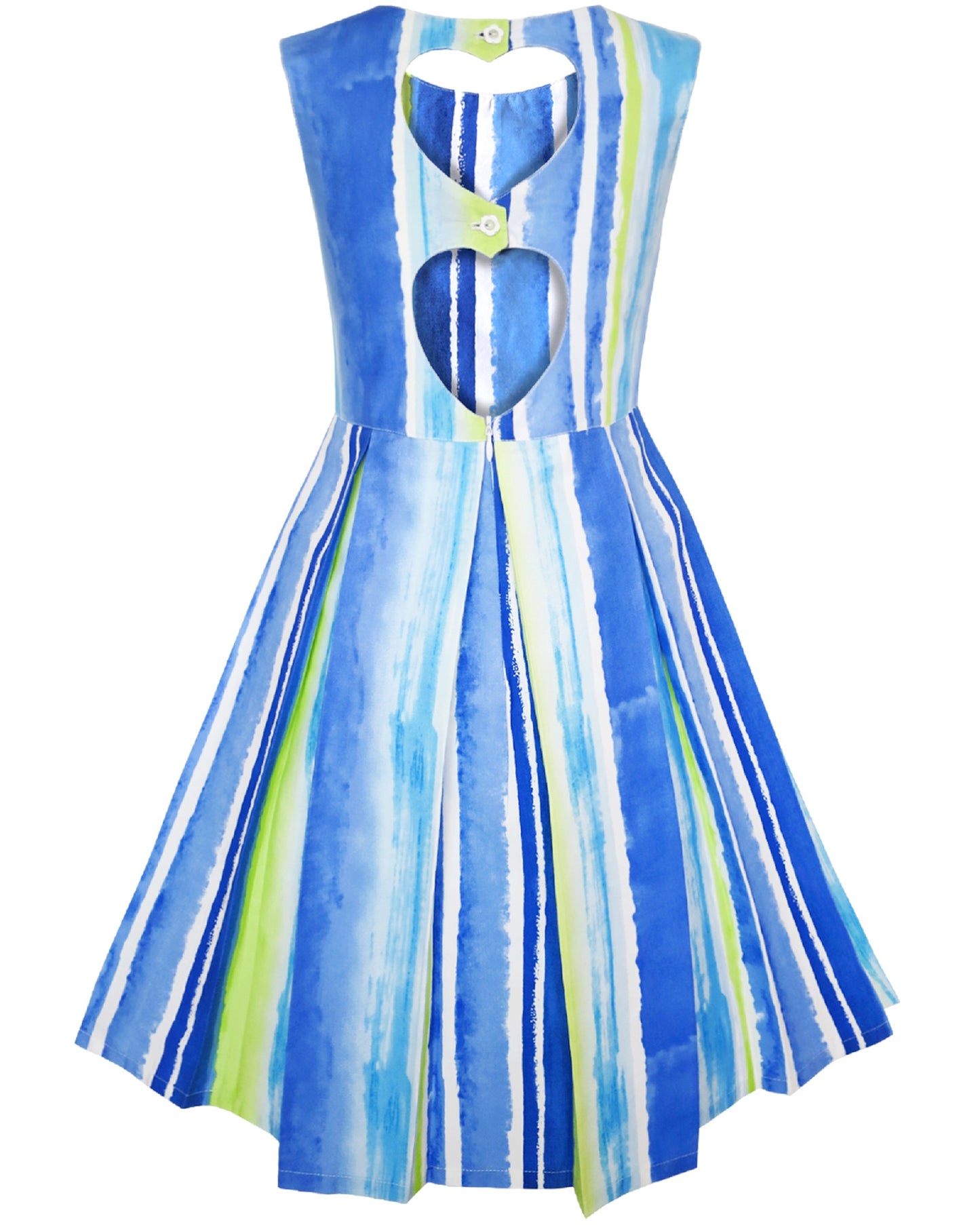 Girls Sleeveless Cotton Dress Blue Striped Casual Summer Dresses For Girls Blue Striped