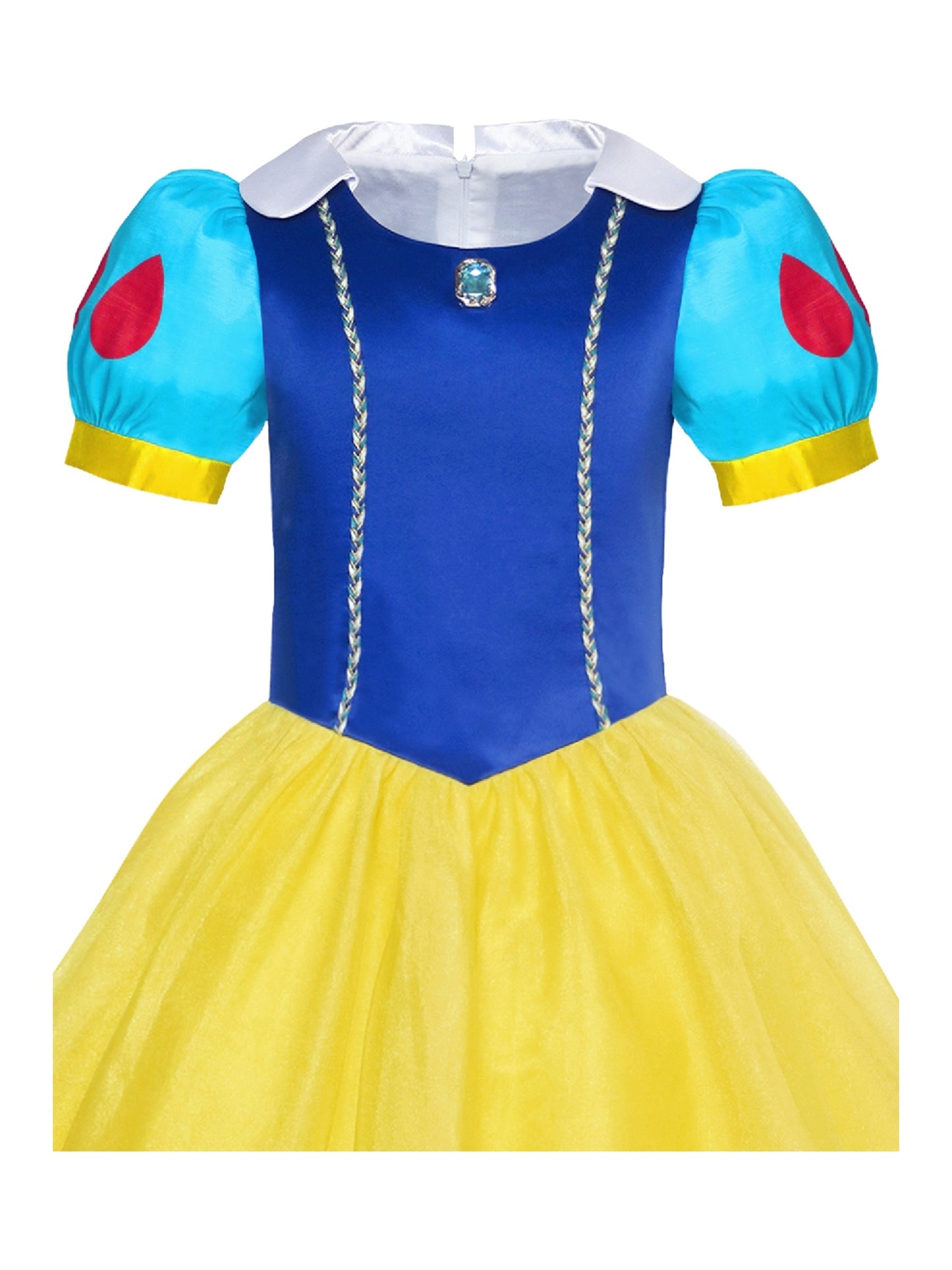Girls Blue and Yellow Special Occasion Dress Short Puff Sleeve Ankle Length Blue Yellow Princess