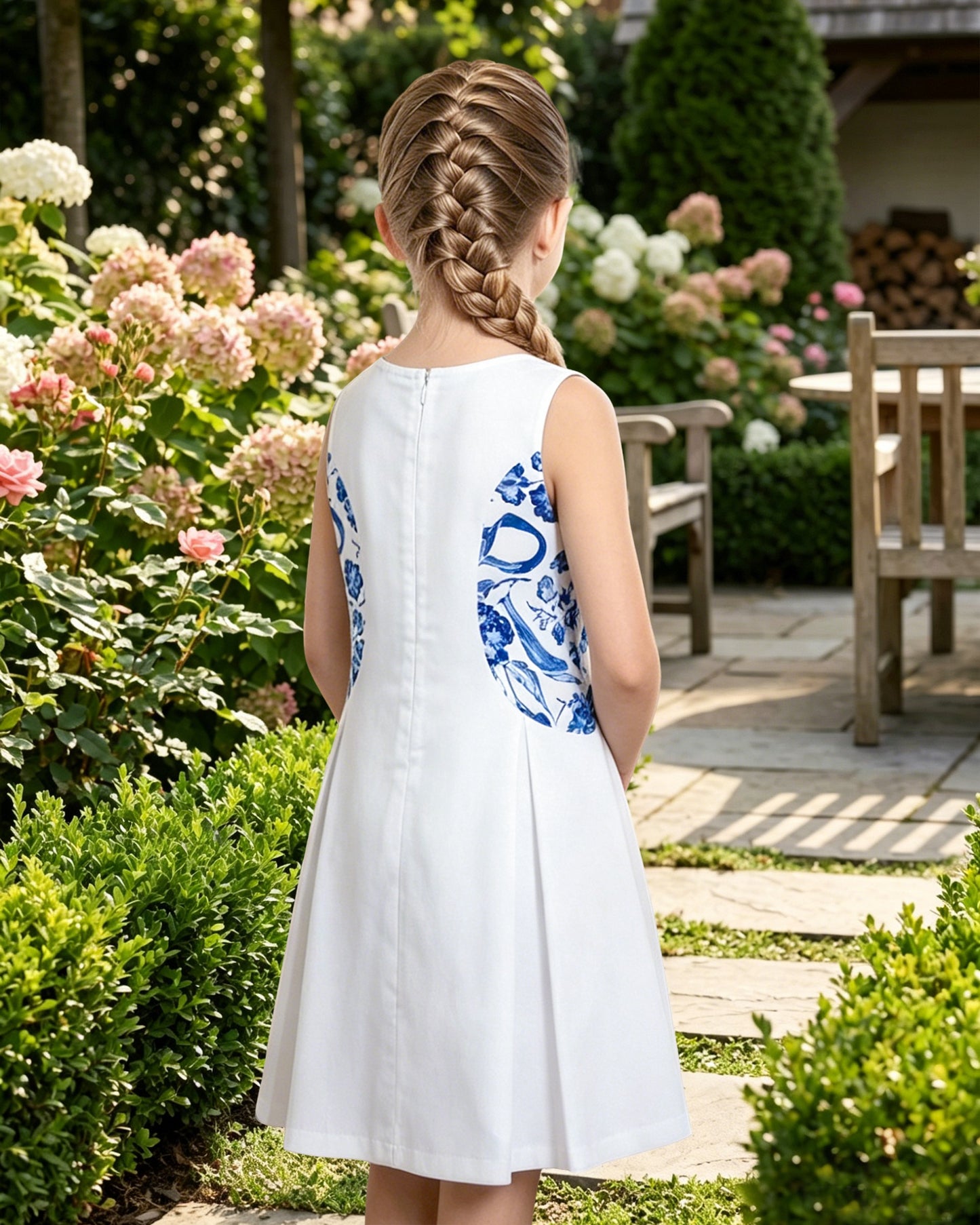 Girls Dress Rainbow Multicolor Bunny Embroidery Easter Button Back Chevron Spring Casual White
