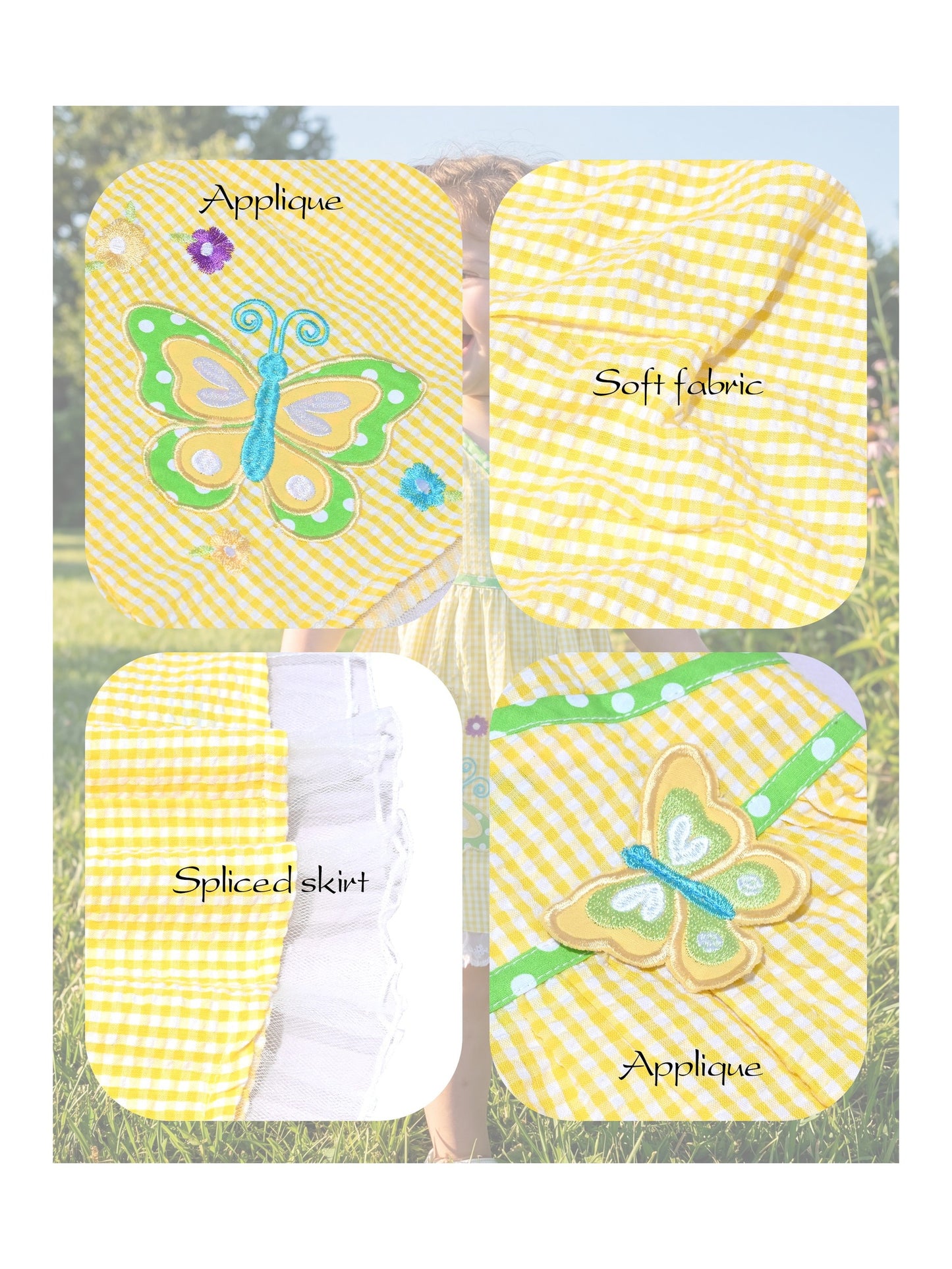 Toddler Girls Dress Yellow Gingham Halter Butterfly Summer Beach Casual Dresses Yellow Butterfly