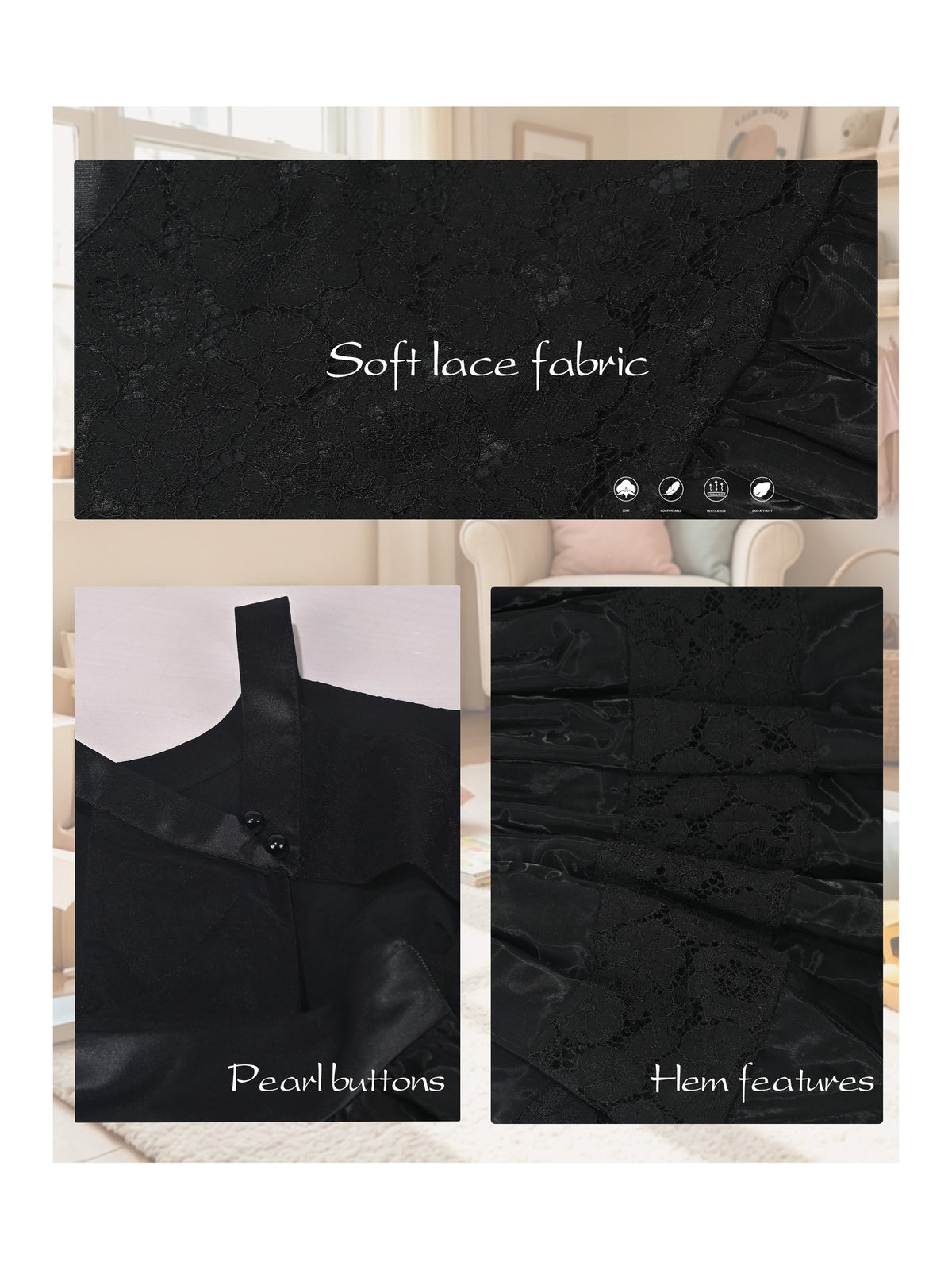 Girls Dress White Lace Halter Sleeveless Special Occasion Formal Party Summer Dresses Black Lace Tulle