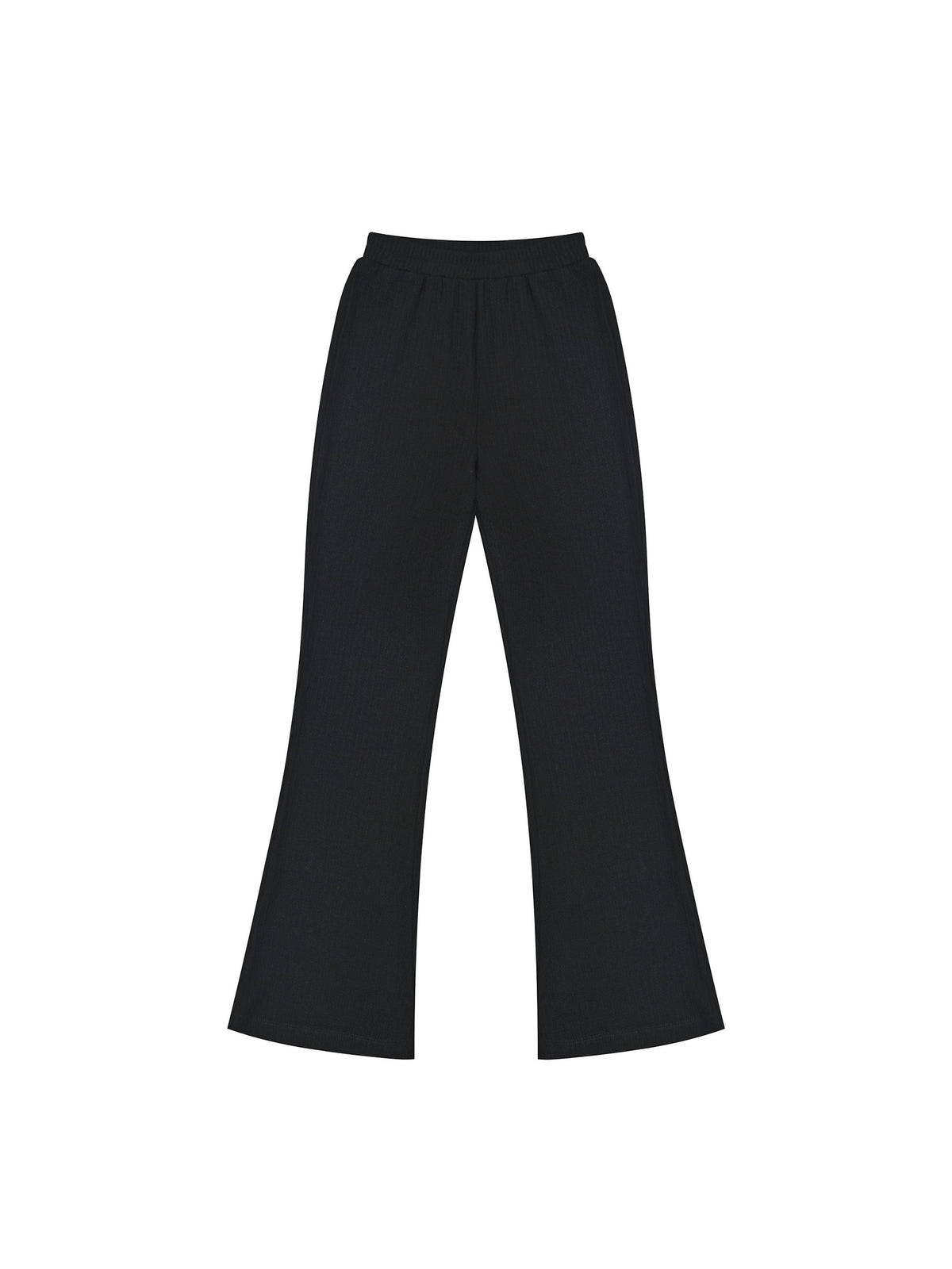Girls Pants Navy Ribbed Knit Flared Leg Casual Elastic Waist Cotton Blend Pants Black Ribbed