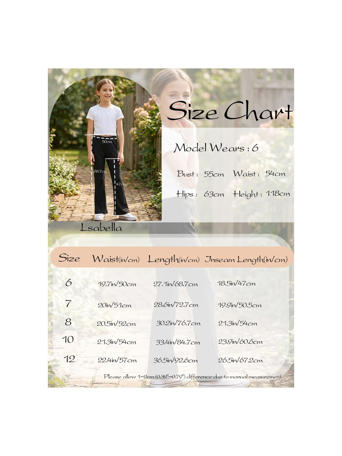 Girls Pants Navy Ribbed Knit Flared Leg Casual Elastic Waist Cotton Blend Pants Black Ribbed