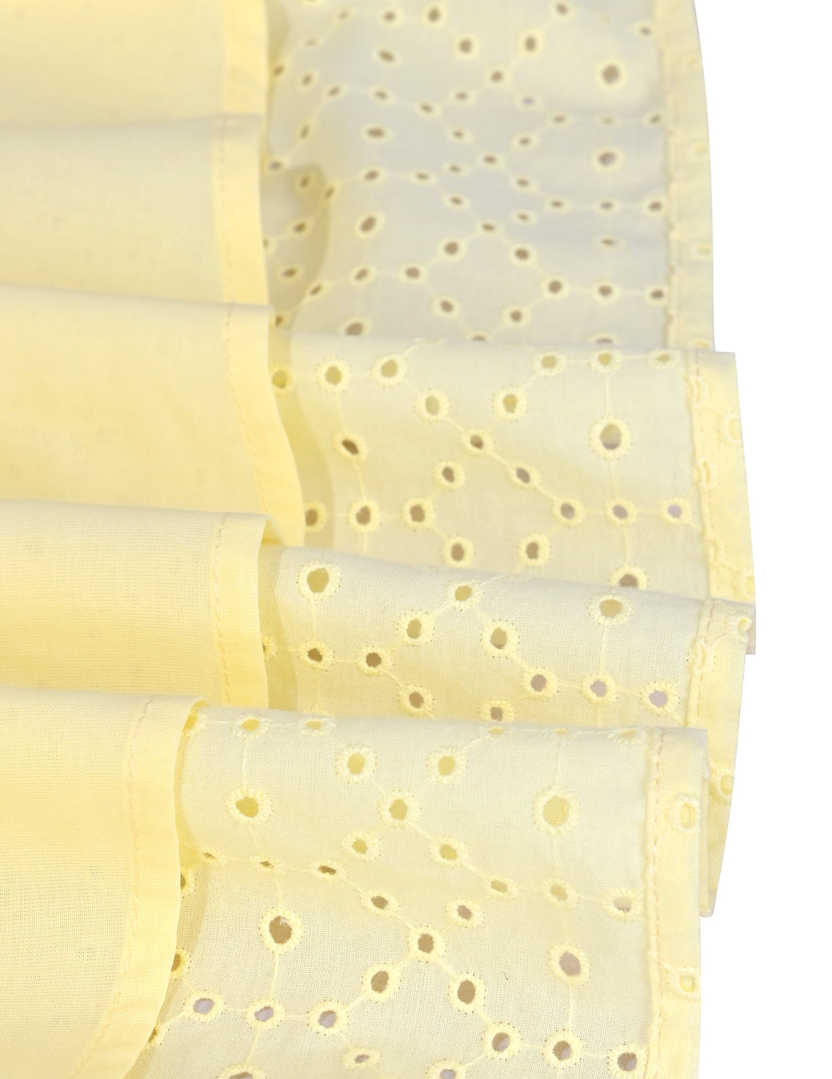 Girls Dress White Polka Dot Square Neck Button Puff Sleeve Vintage Yellow Embroidered