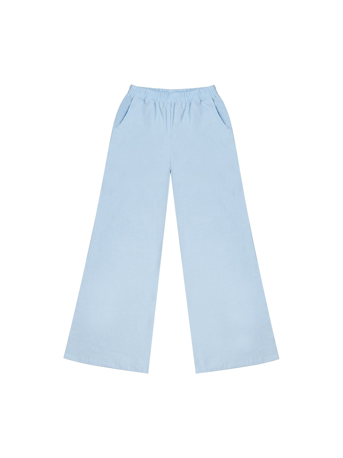 Girls Pants Light Blue Wide Leg Casual Cool Linen Pants with Pockets Light Blue Linen