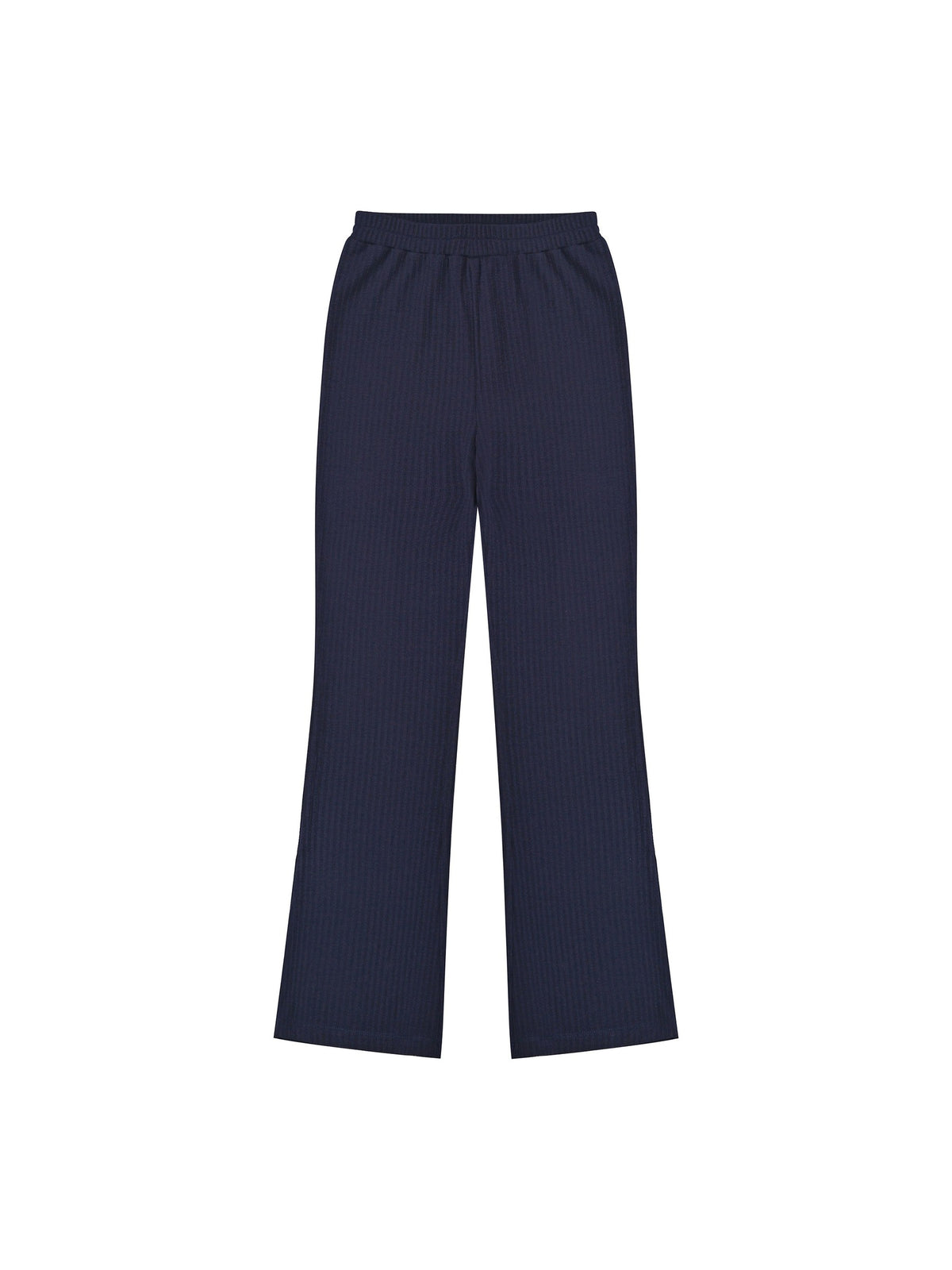 Girls Pants Navy Ribbed Knit Flared Leg Casual Elastic Waist Cotton Blend Pants Navy Ribbed