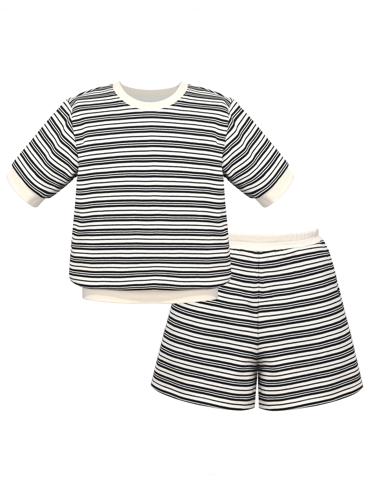 Girls Tee Sport Clothing Outfit Set Glitter Heart s Short Sleeve - Beige Striped