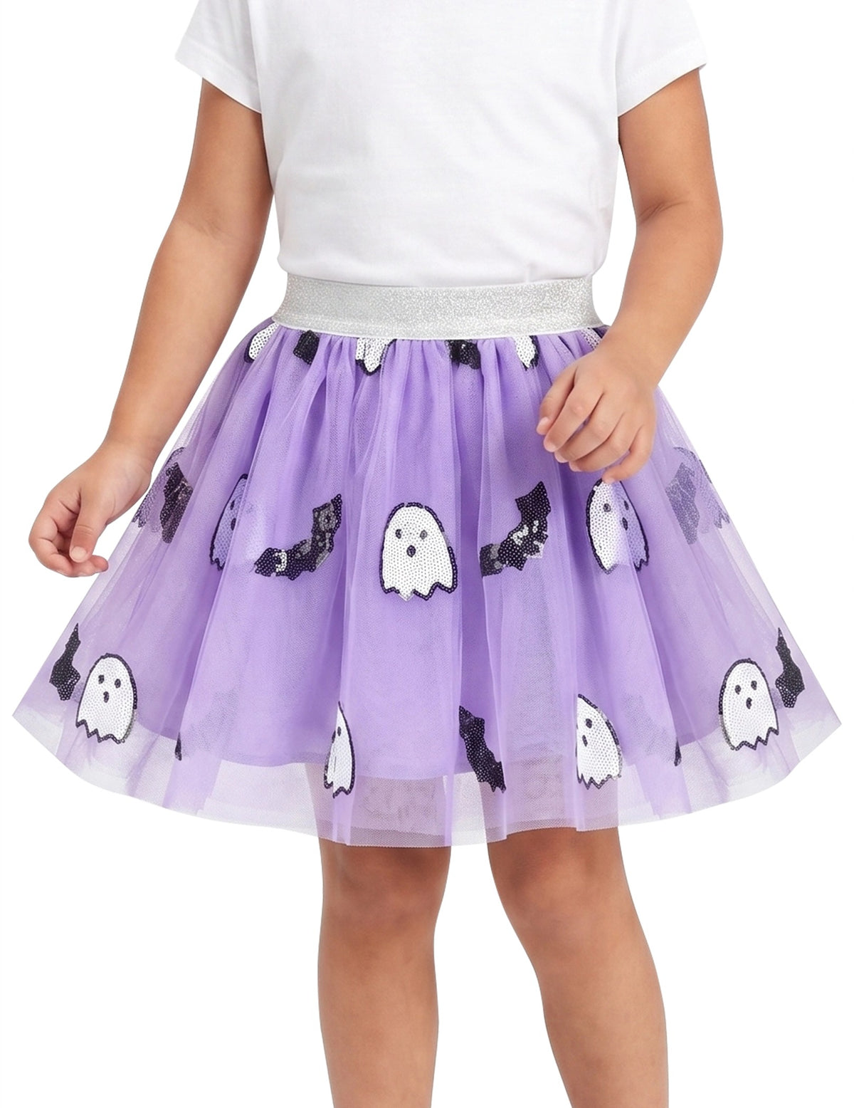 Girls Skirt Blue Heart Sequins Sparkling Tutu Dancing Purple Ghost