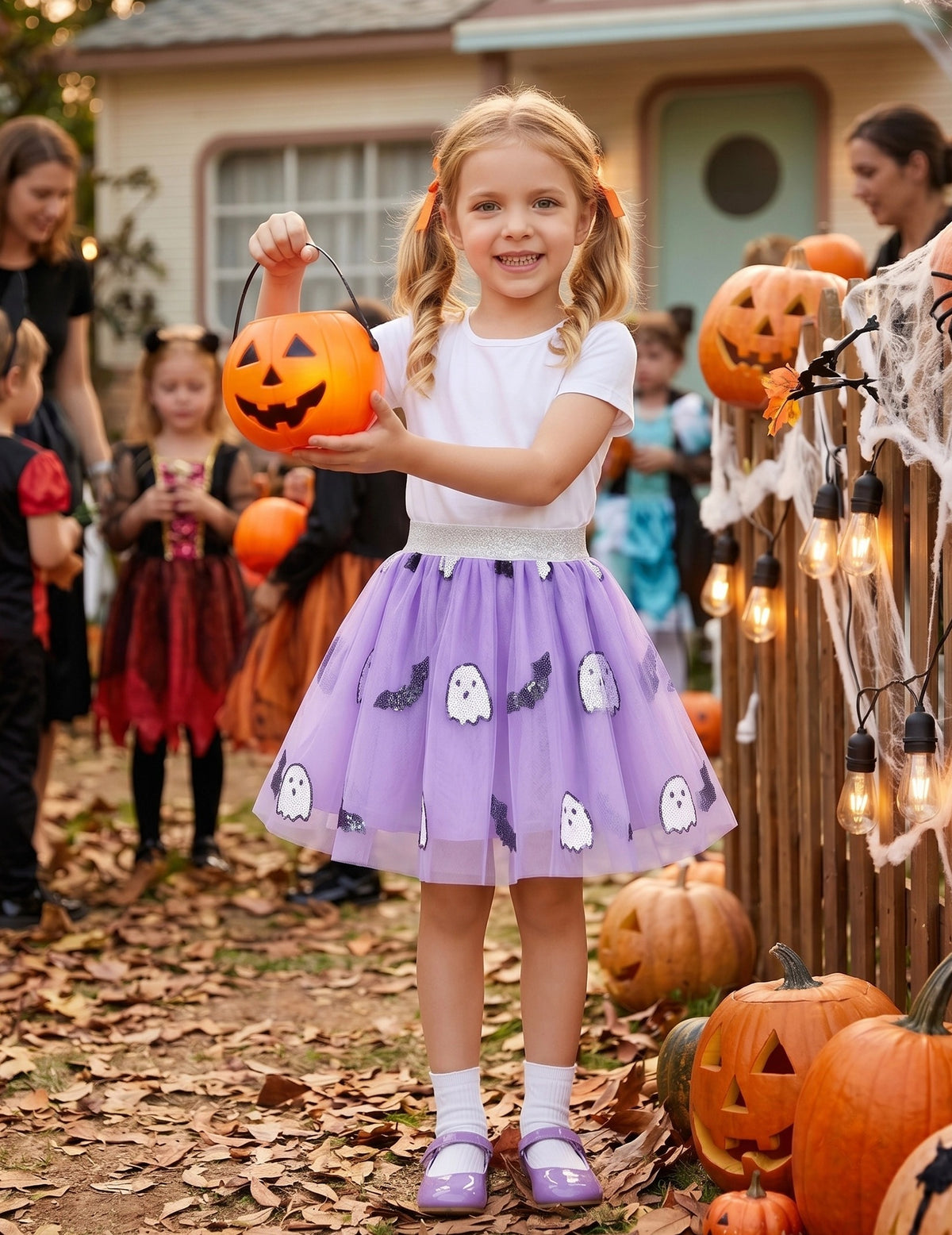 Girls Skirt Blue Heart Sequins Sparkling Tutu Dancing Purple Ghost
