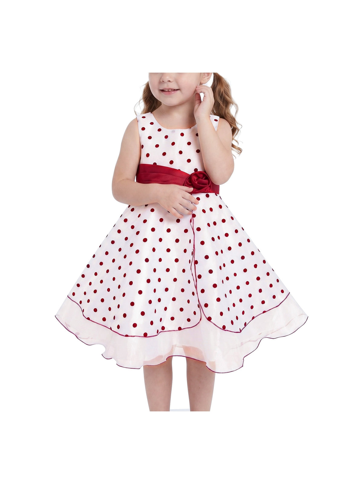 Girls Dress Black Polka Dot Classic Retro Elegant Event Show Sleeveless Tulle White Red Polka